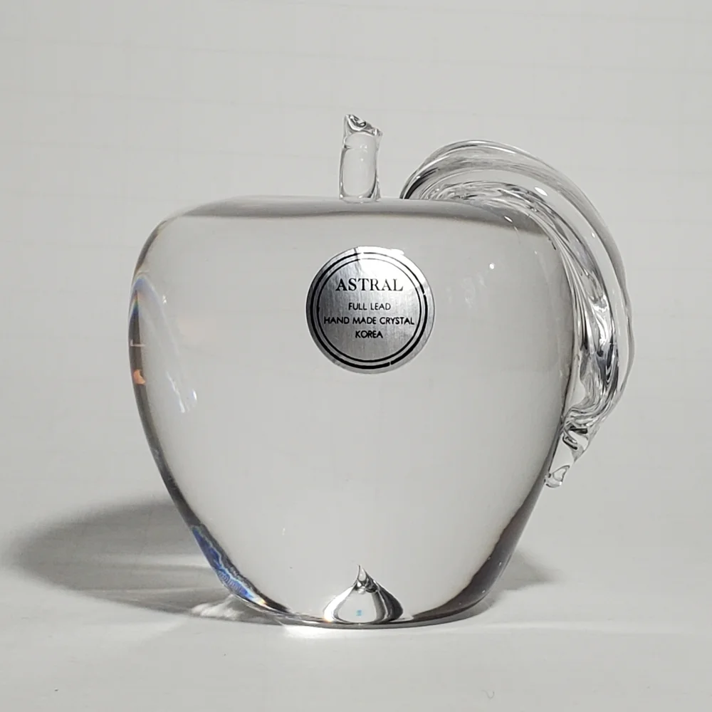 ASTRAL Full Lead Handmade Crystal Apple Paperweight Figurine Clear Art Glass New